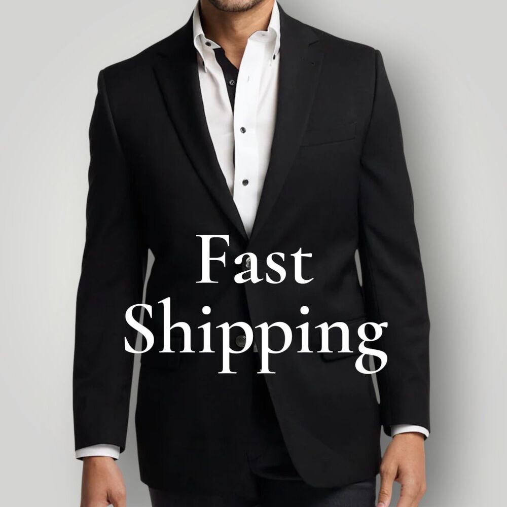 RALPH LAUREN Men’s Blazer Sport Coat Two Button Suit Jacket 42R Black Wool